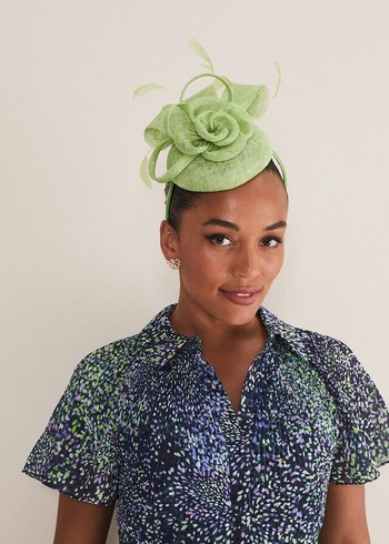 Phase Eight Green Flower Pillbox Fascinator Hats Green USA | 4027685-BL